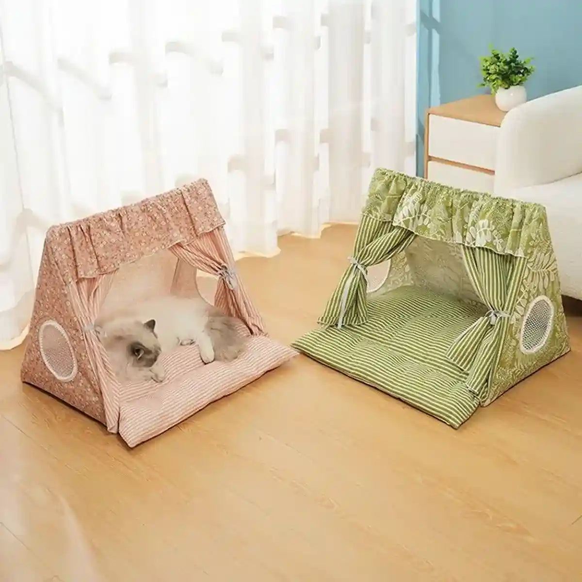 Cozy Semi-Closed Cat Tent Comfortable & Private Pet Bed for Cats and Dogs