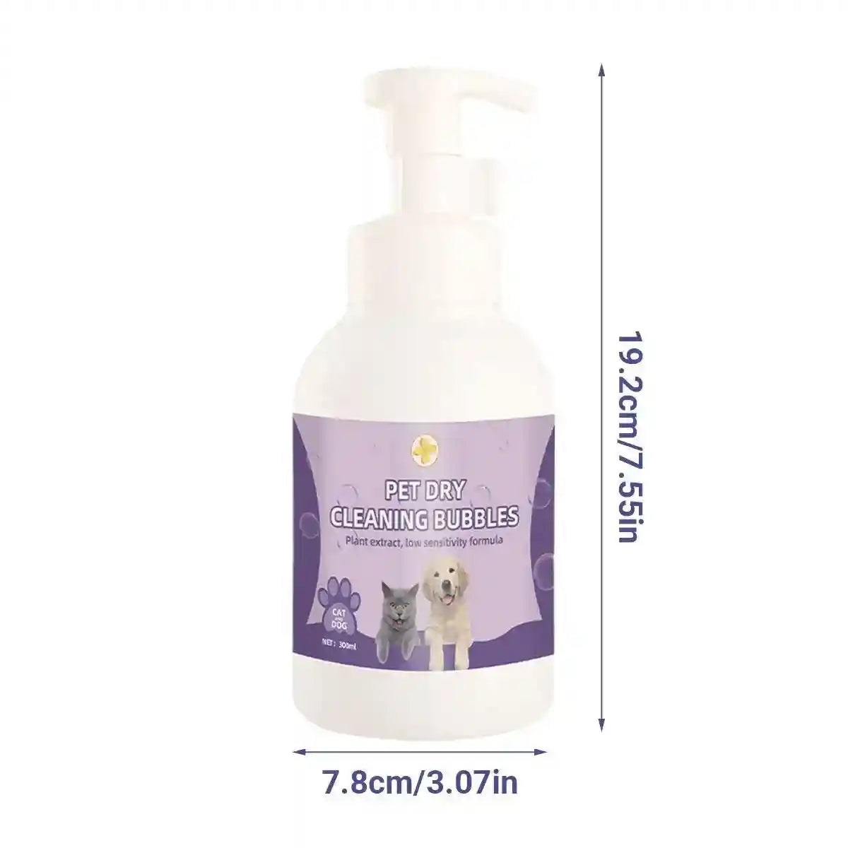 Pet Dry Cleaning Bubbles No-Rinse Foam Cleanser for Cats & Dogs 500ml