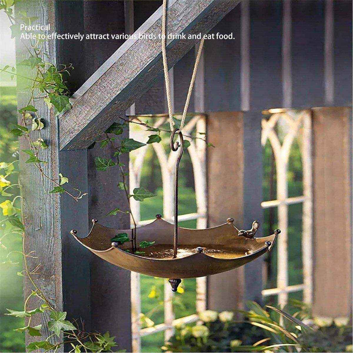 Metal Home Decoration Garden Umbrella Bird Bath Feeder Bird Trough Bird Feeders