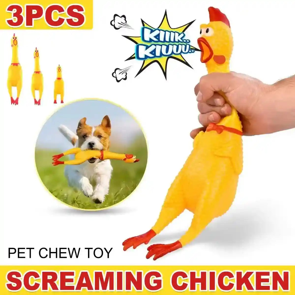 Squeaker Funny Screaming Shrilling Chicken Toy Squeeze PVC Pet Chew Dog