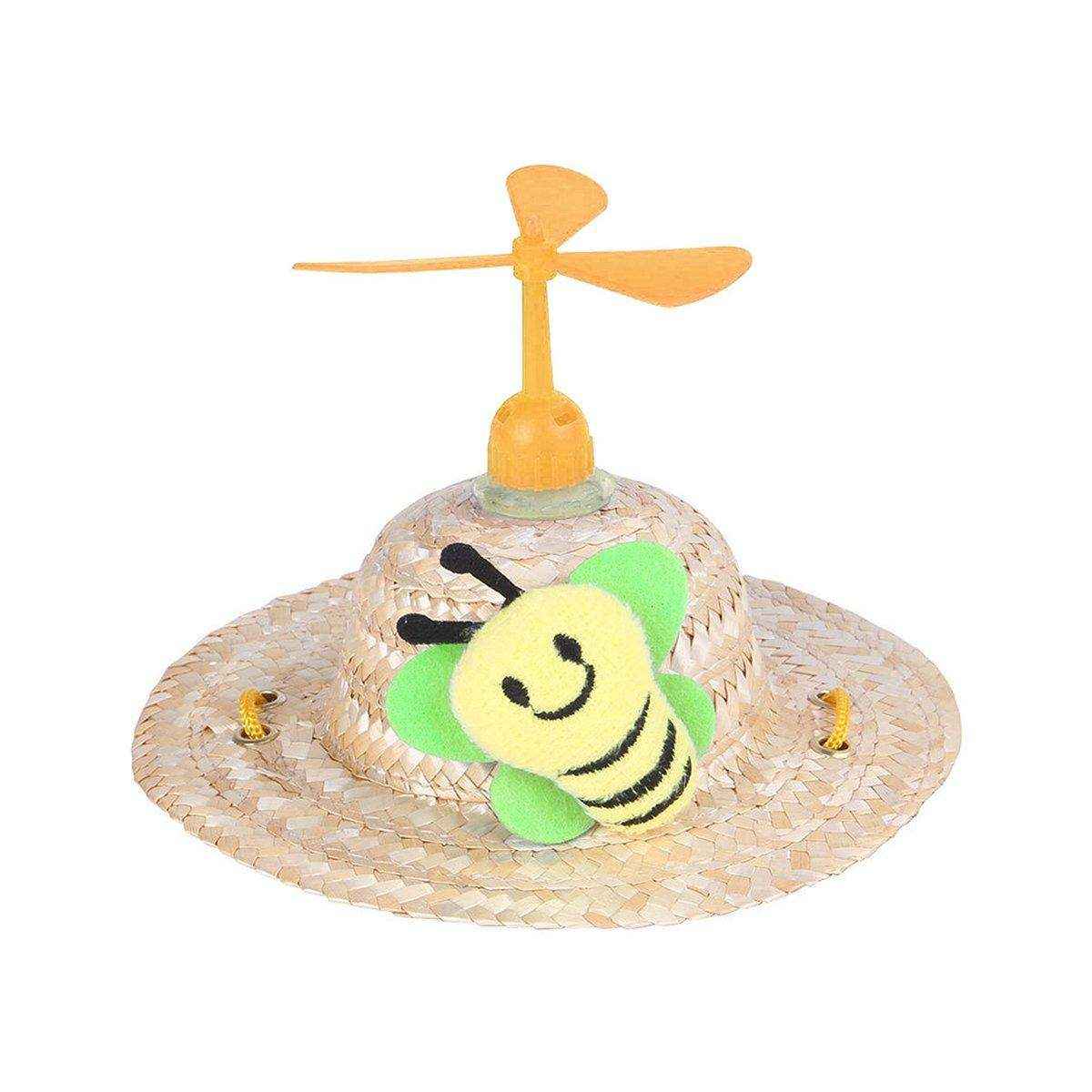 Pet Straw Hat Bamboo Dragonfly Cat And Dog Headwear Puppy Sun Hat Decoration