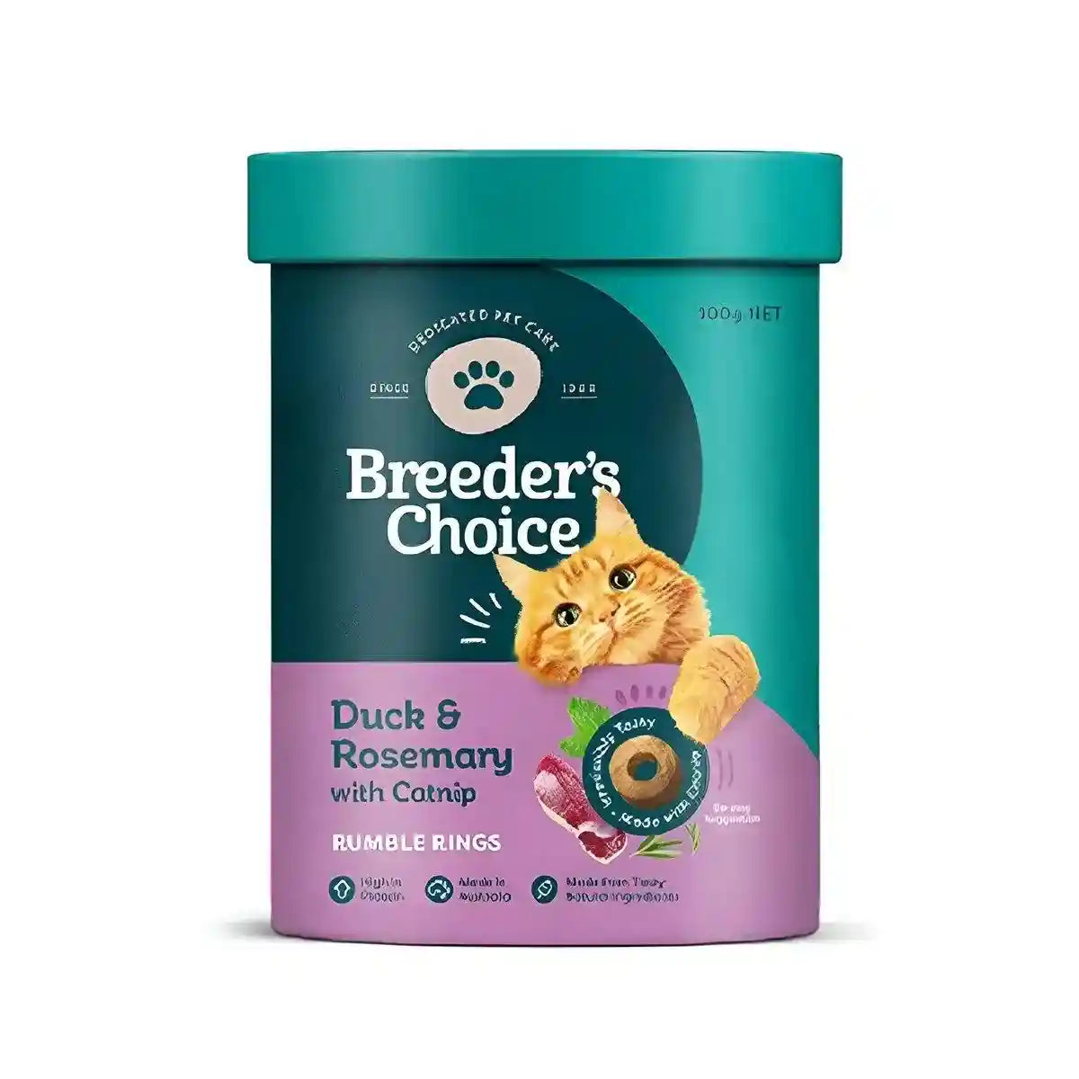 Breeders Choice Cat Treats - Duck with Rosemary & Catnip 120g