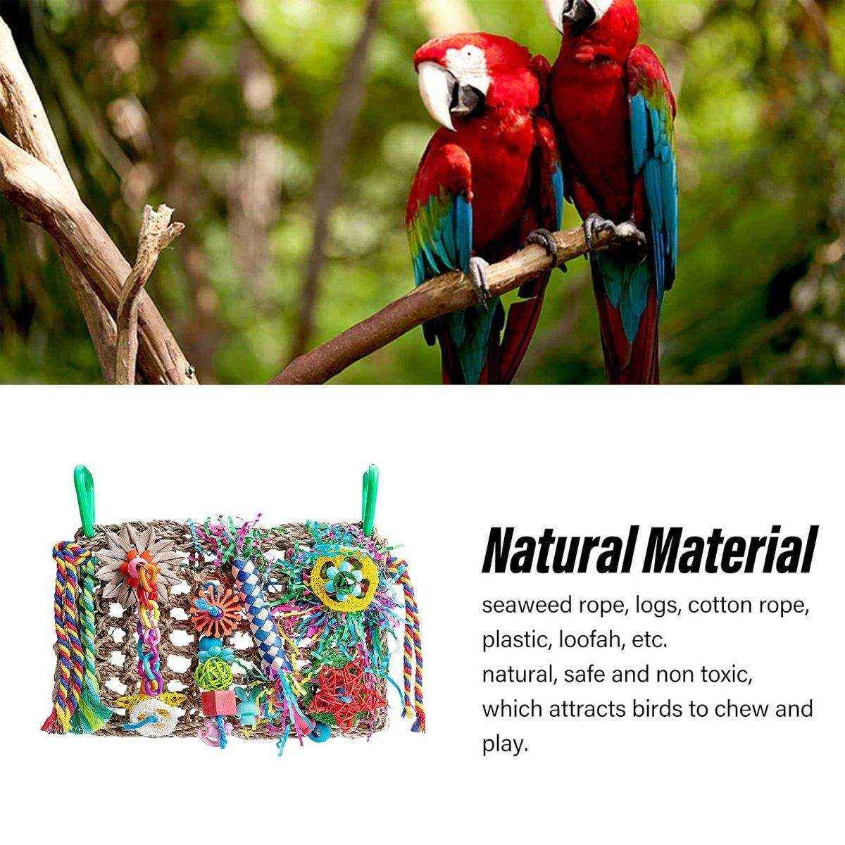 Parrot Bite Toy Grass Net Color Braided Tube Luffa Grass Silk Paper Bite Toy Cage Landscape