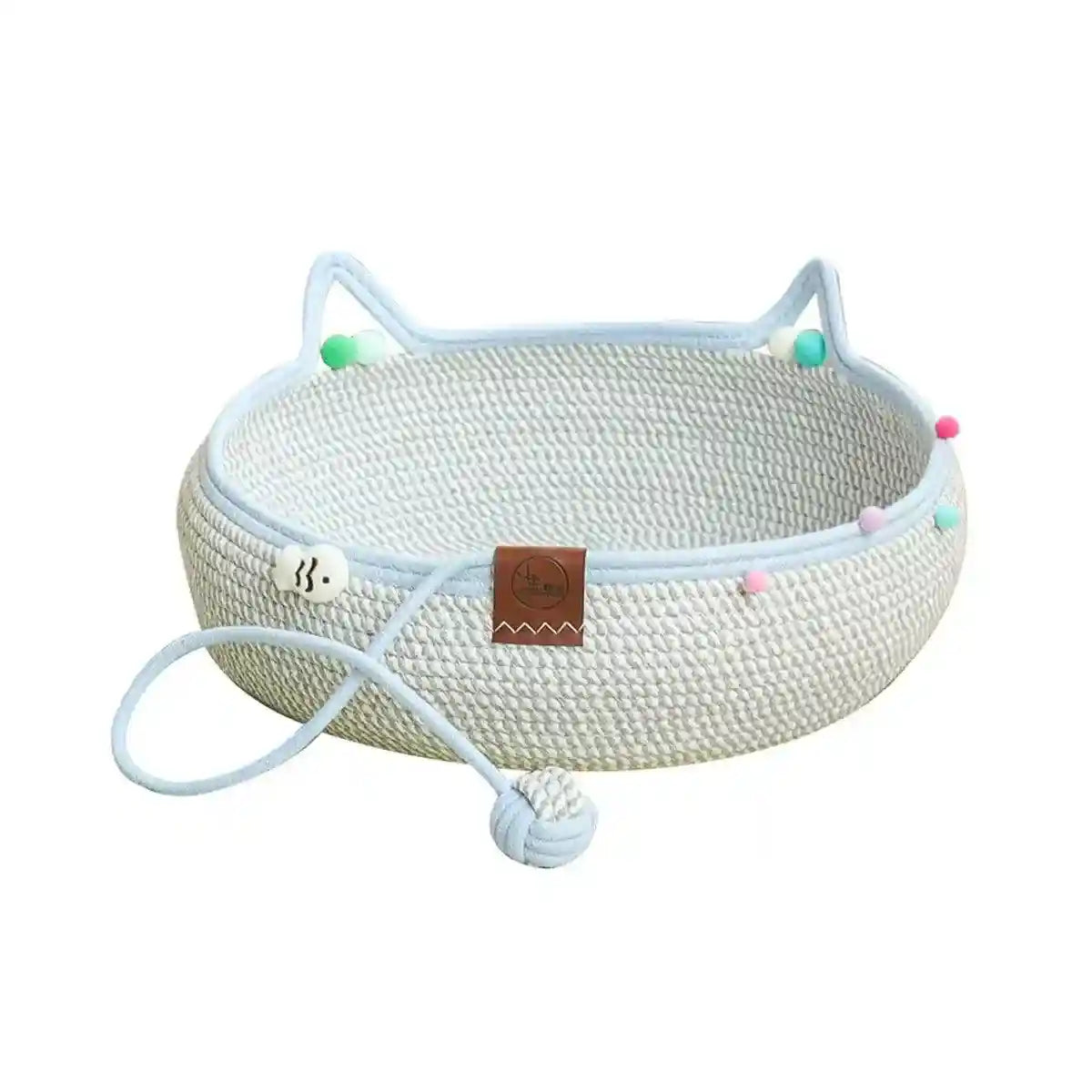 Hand-Woven Cattail Cat Nest with Scratch Board