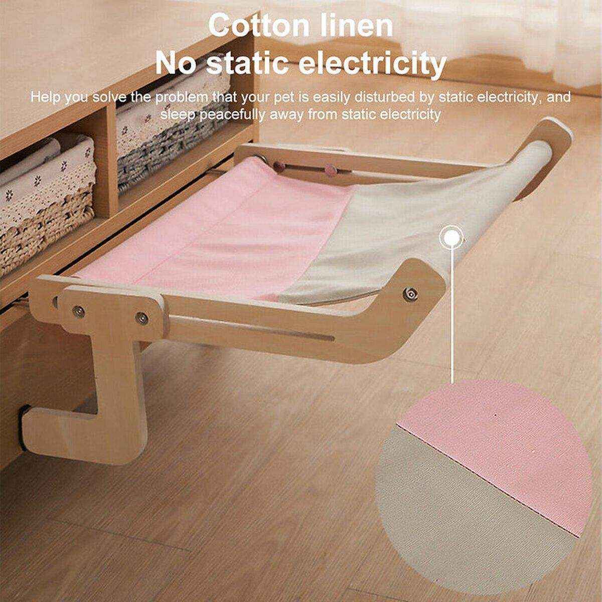 Durable Solid Wood Window Hanging Cat Hammock