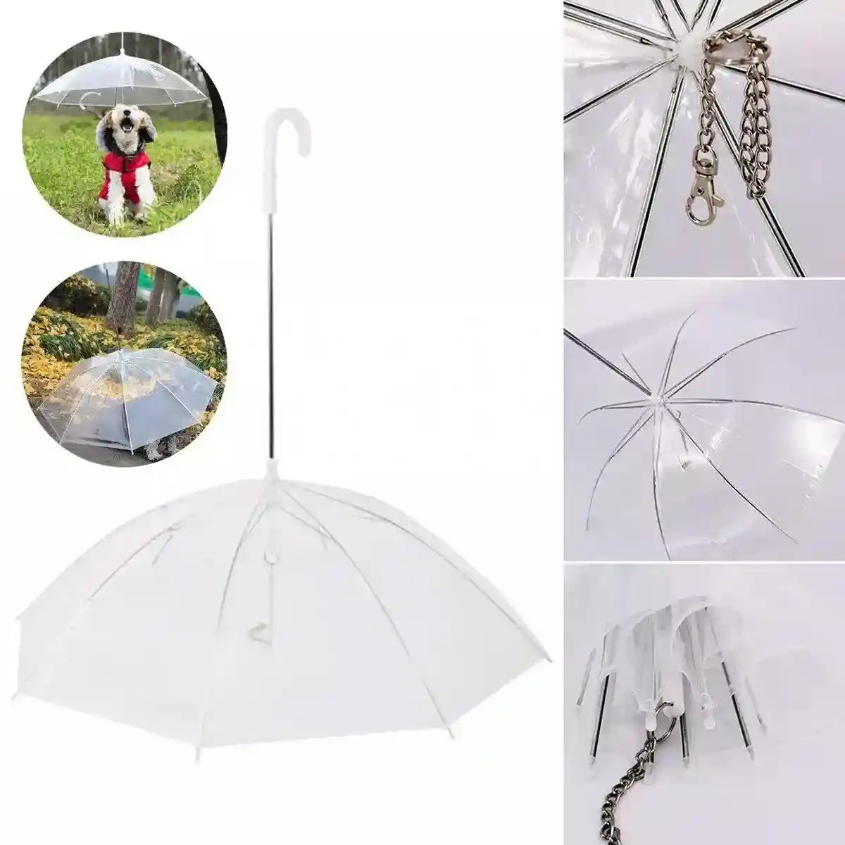 Pet Umbrella with Leash Attachment Keep Your Dog Dry in Style