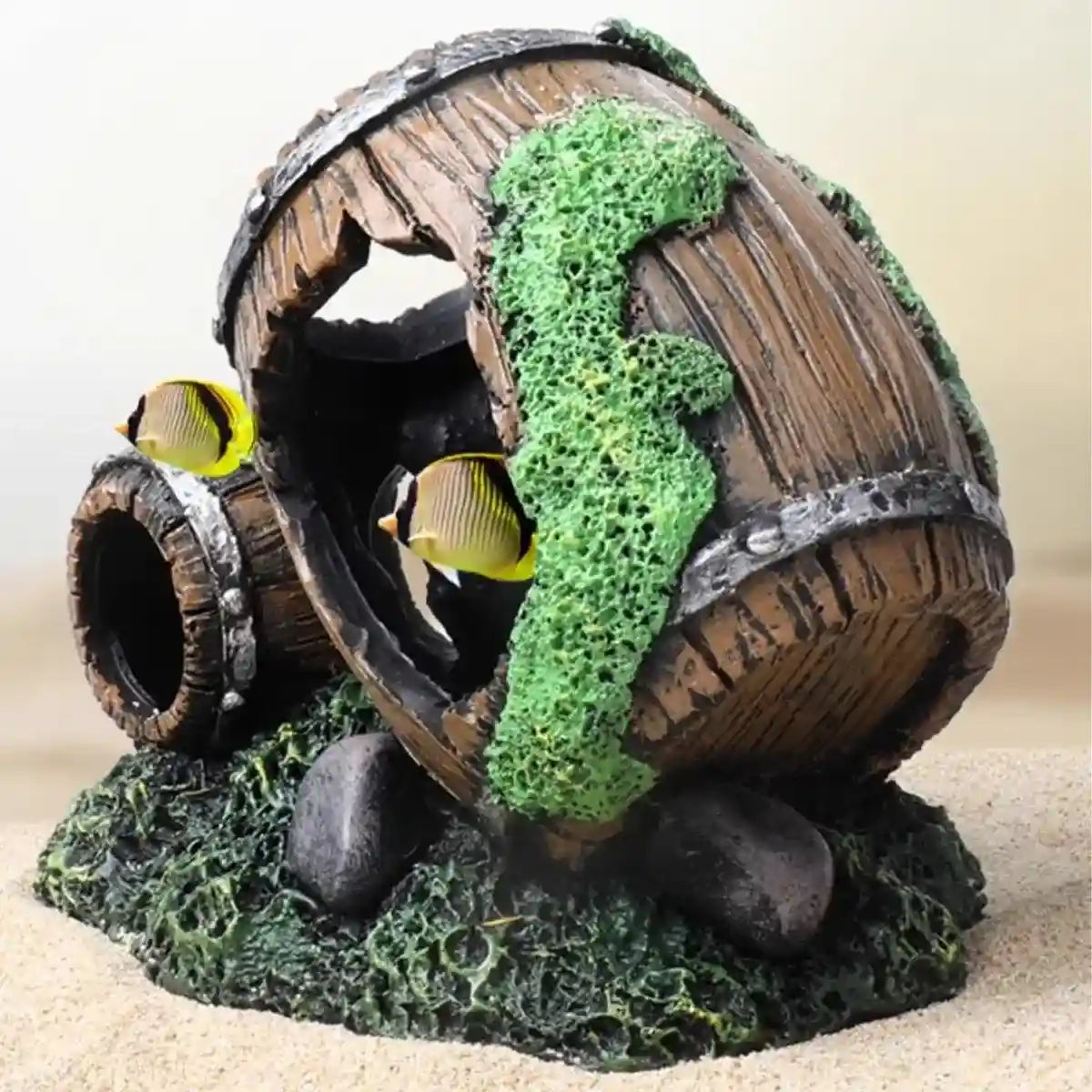 Resin Wine Barrel Aquarium Decoration