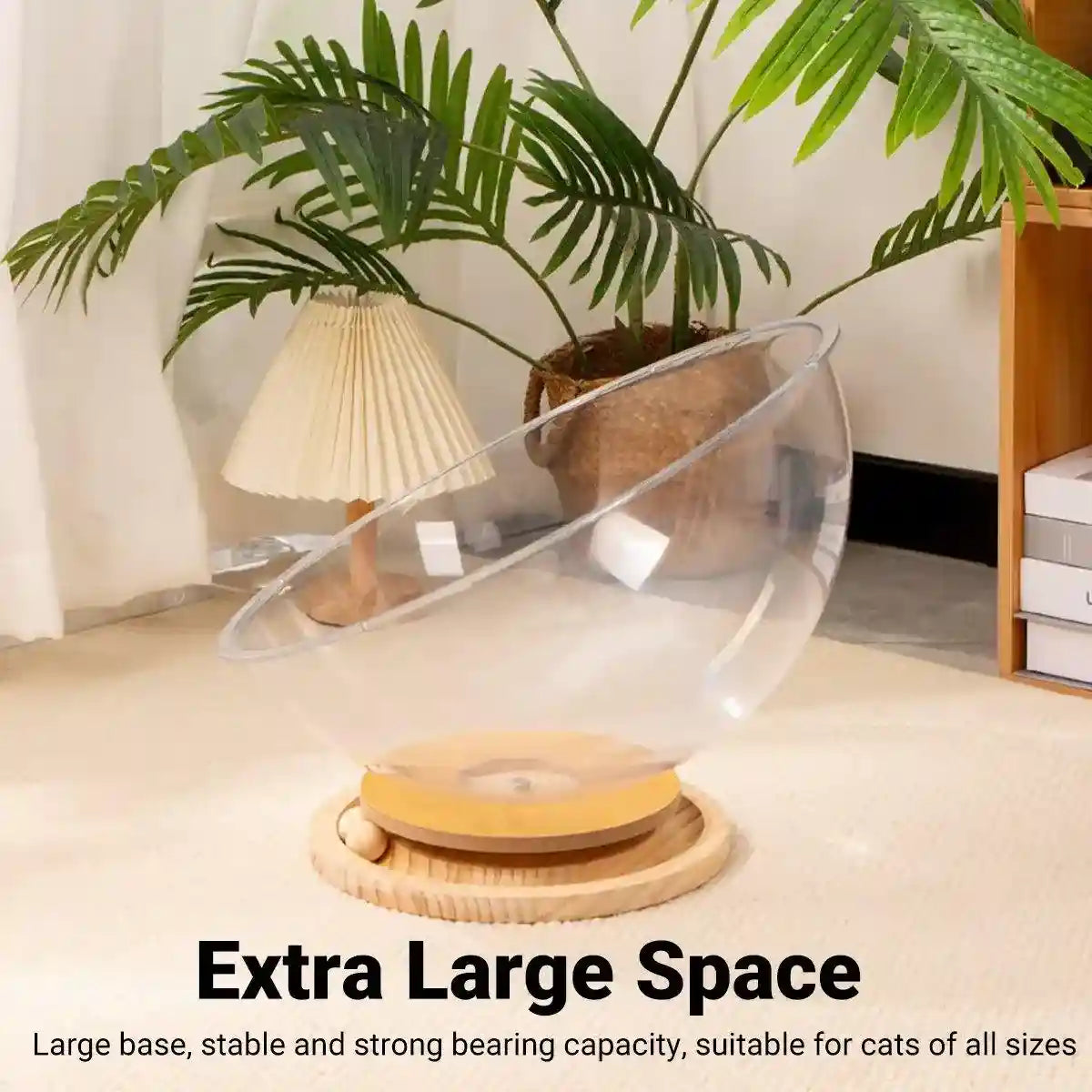 Acrylic Space Capsule Cat Bed Semi-closed Cool Nest Turntable Toy