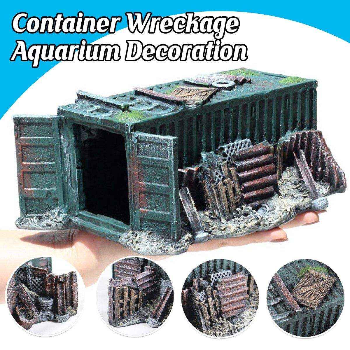 Realistic Aquarium Wreckage Decoration Resin Hiding Spot for Fish & Shrimp