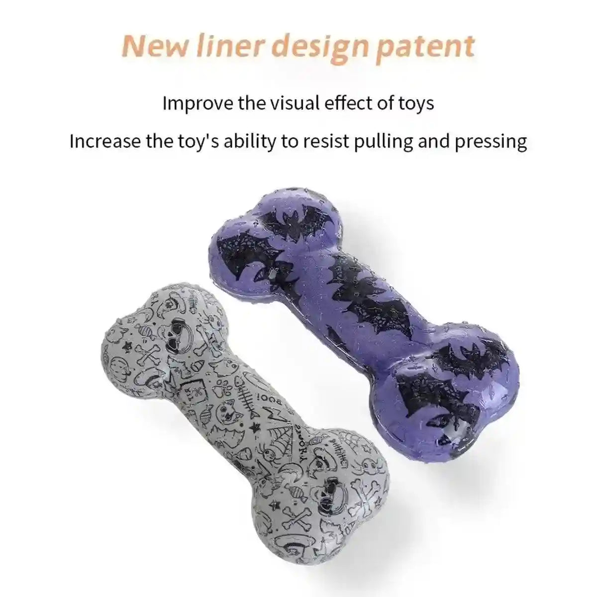 Interactive Dog Bone Chew Toy for Dental Health Durable TPR Material Grey & Blue