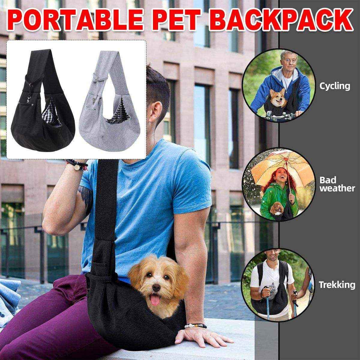 Adjustable and breathable dog sling carrier with secure strap and mesh interior for small pets