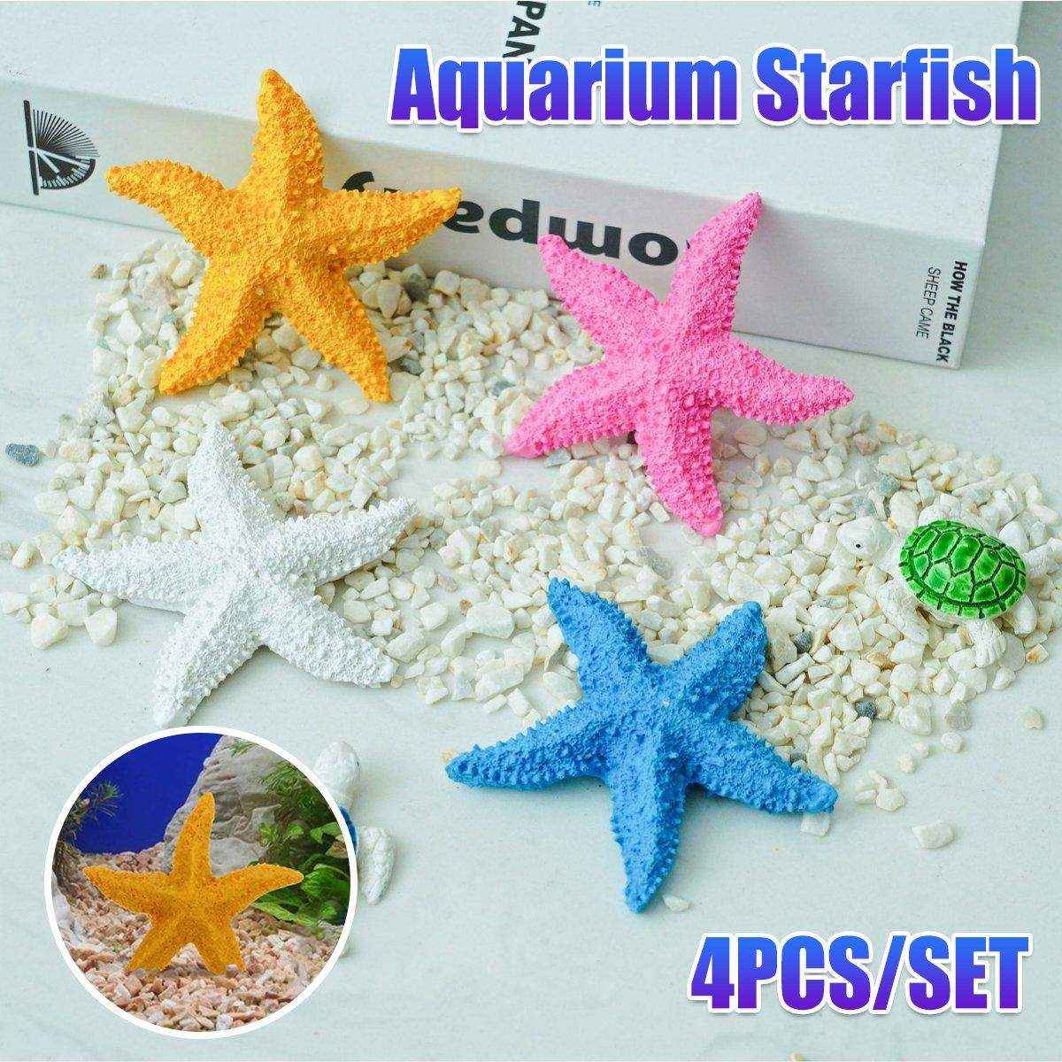 4 X Vibrant Aquarium Starfish Decorations Set