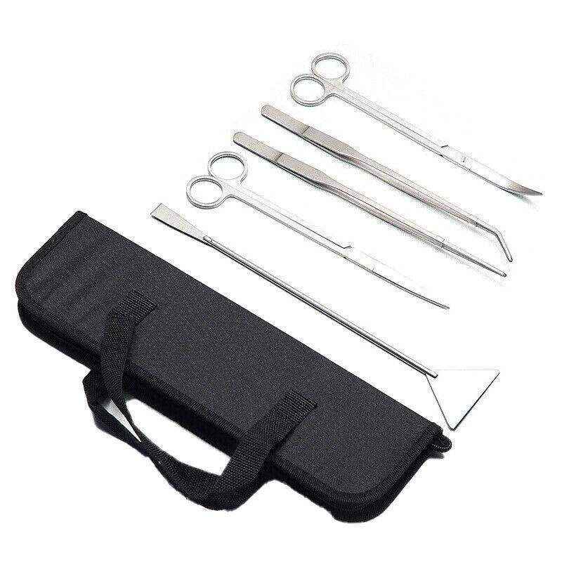 Aquarium Tool Kit Stainless Steel Aquatic Plant Tweezers Scissors Spatula Set