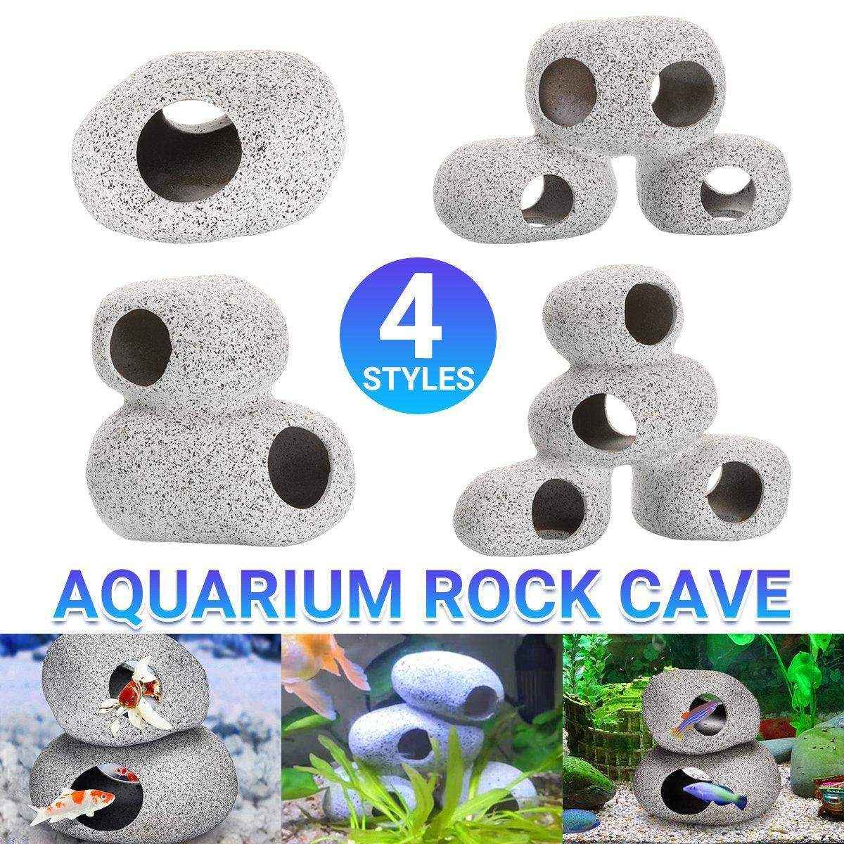 Aquarium Rock Cave Decoration for Fish Tanks - Natural Clay Shrimp Houses & Cichlid Shelters