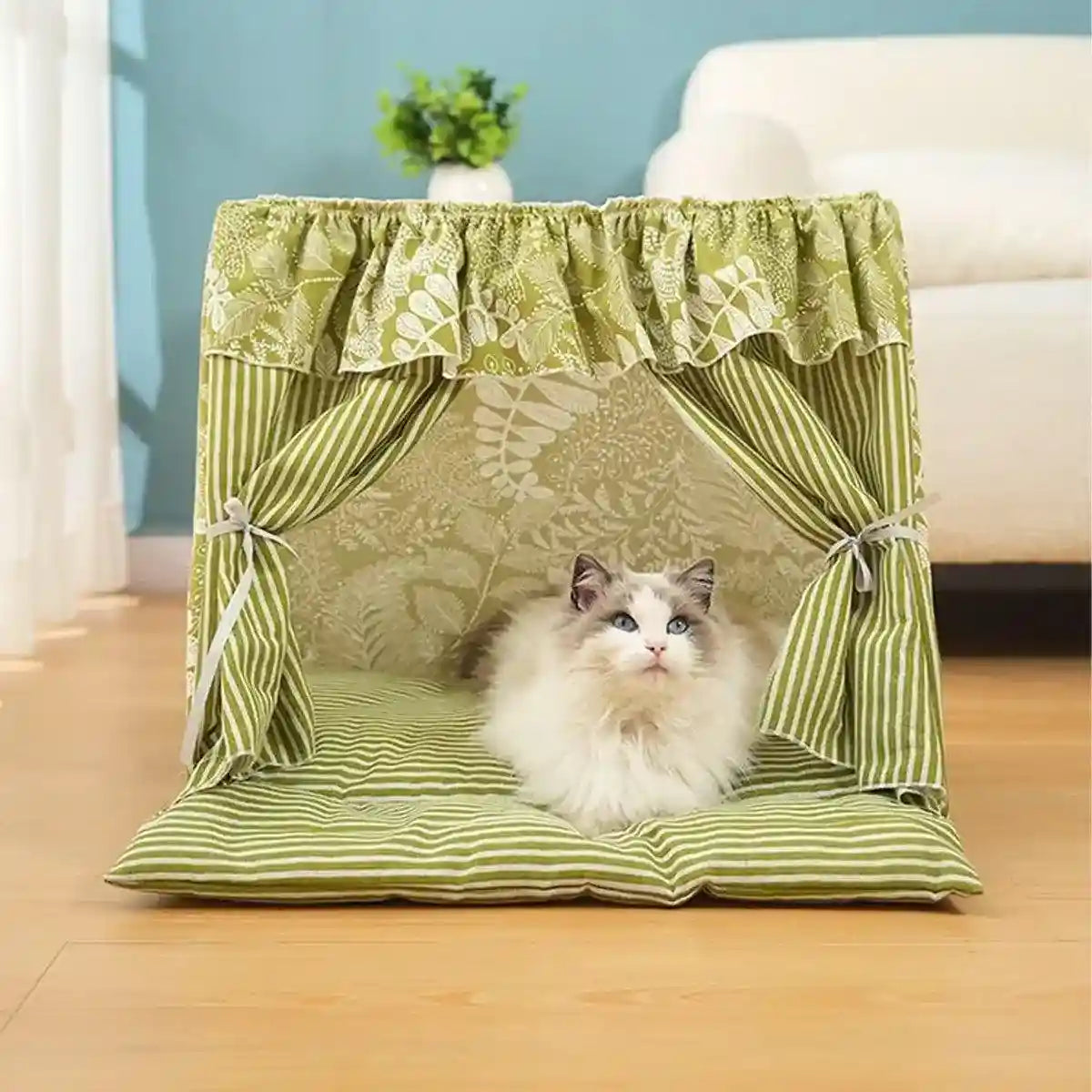 Cozy Semi-Closed Cat Tent Comfortable & Private Pet Bed for Cats and Dogs