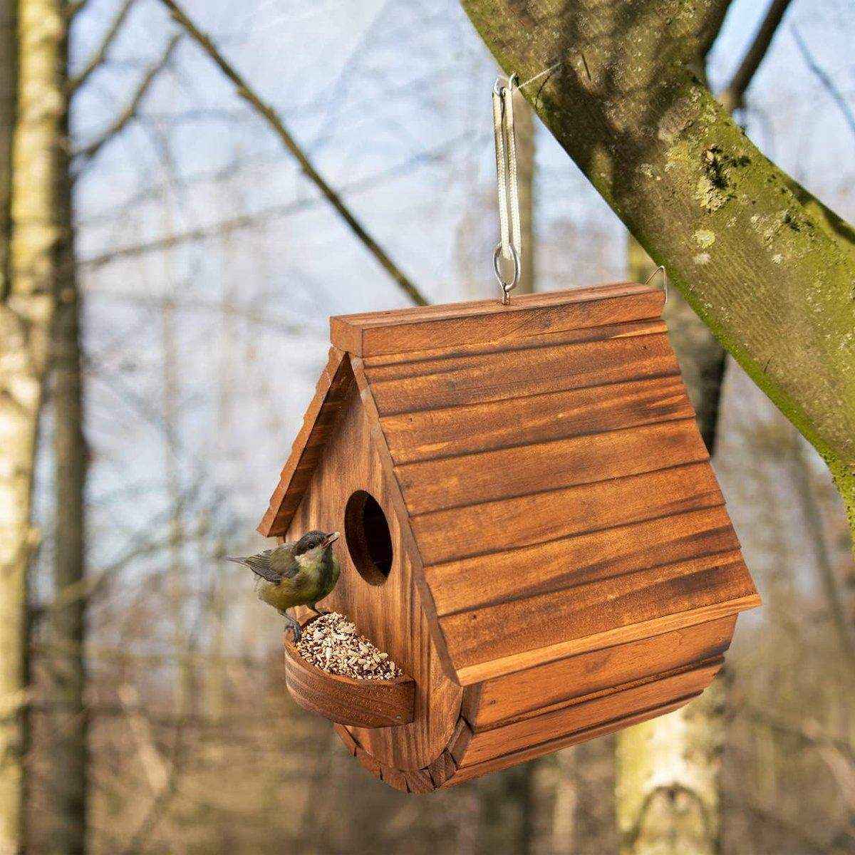 Hanging Wooden Birdhouse Outdoor Bird Shelter