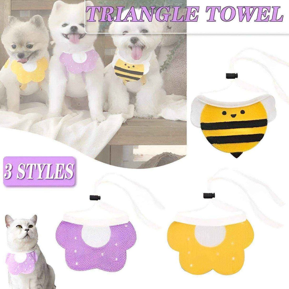Cute dog bibs with flower and bee design – stylish pet accessory