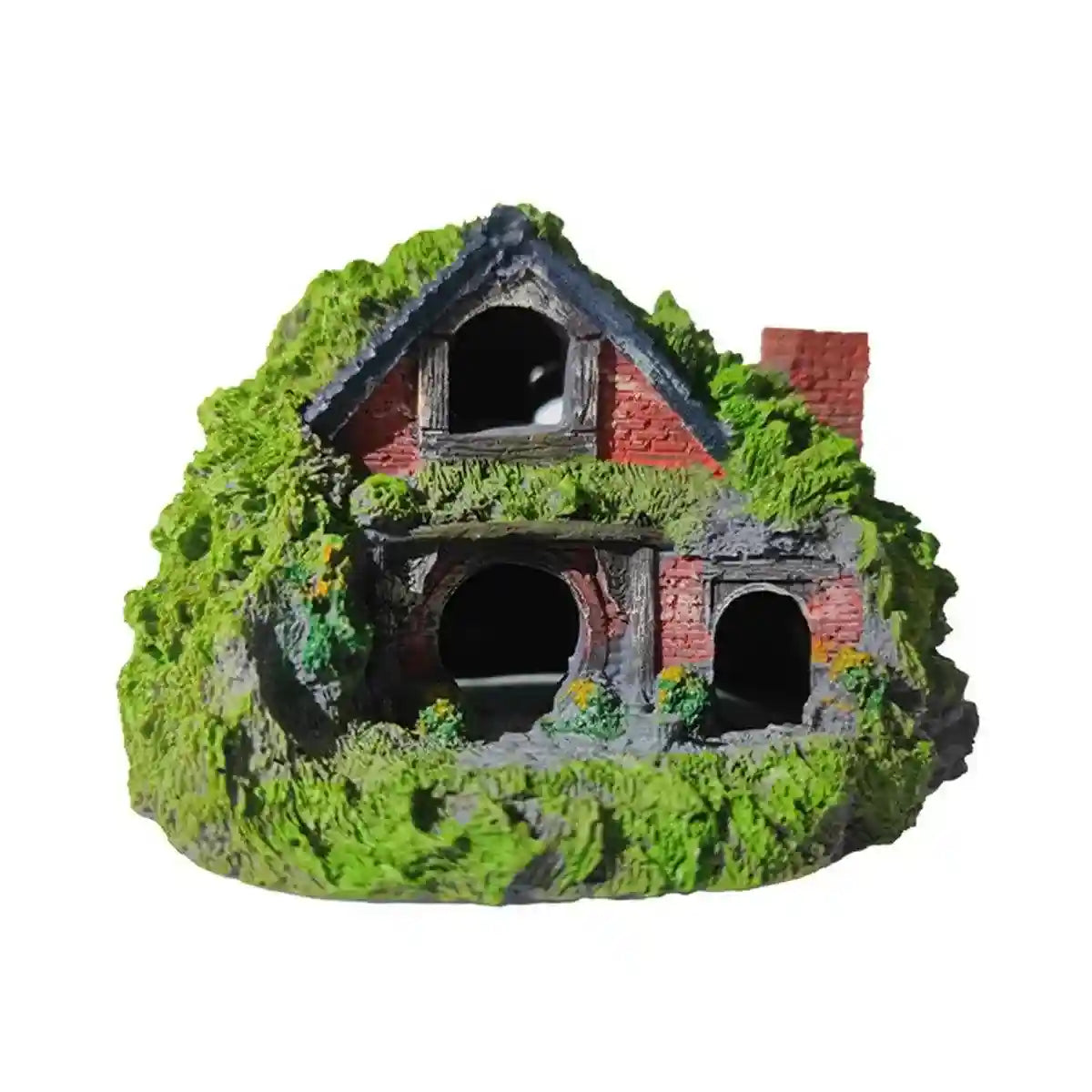 Grass House Aquarium Ornament Realistic Fish Tank Decoration for Fresh & Saltwater
