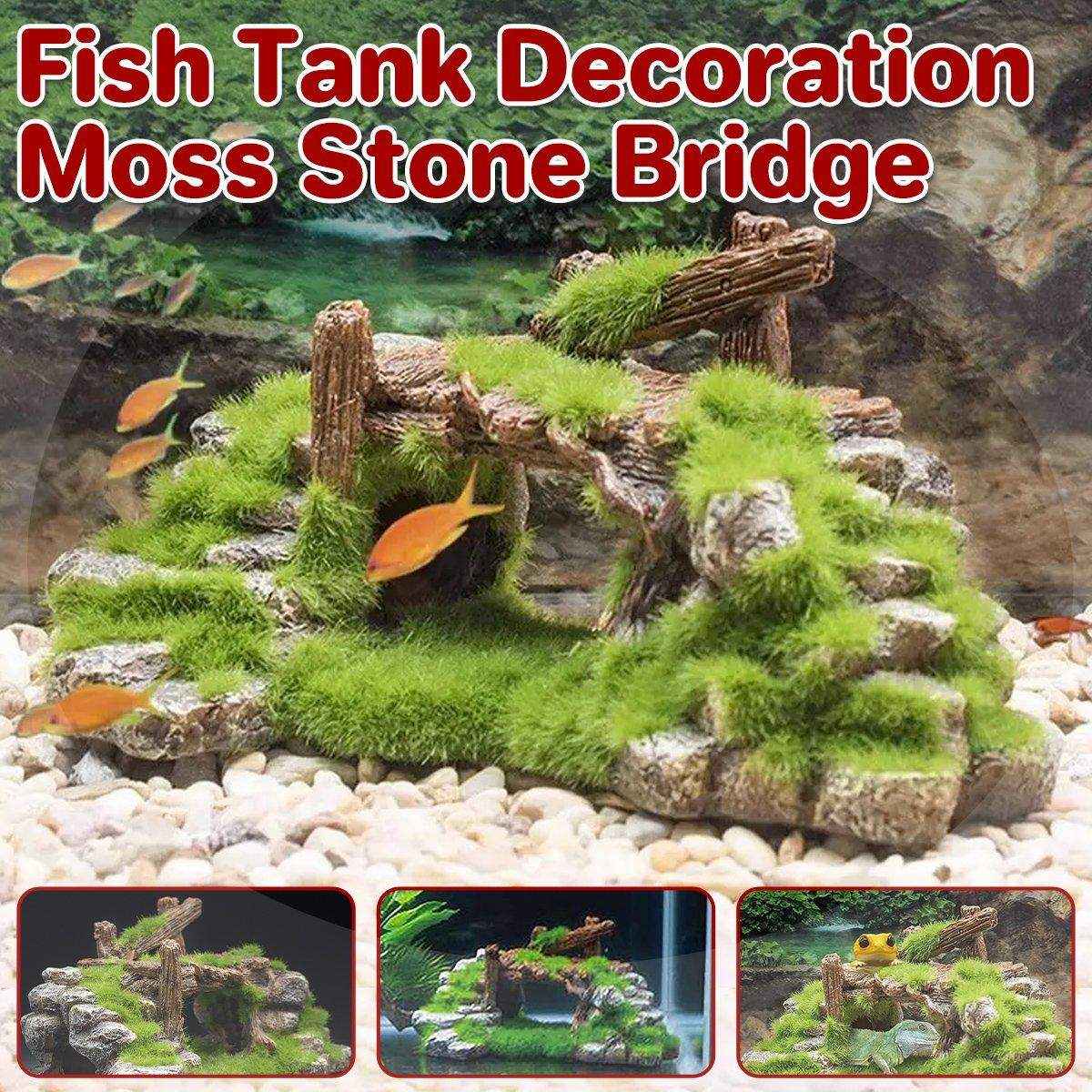 Resin Moss Bridge Decoration Natural Aquarium Ornament for Fish & Turtle Tanks