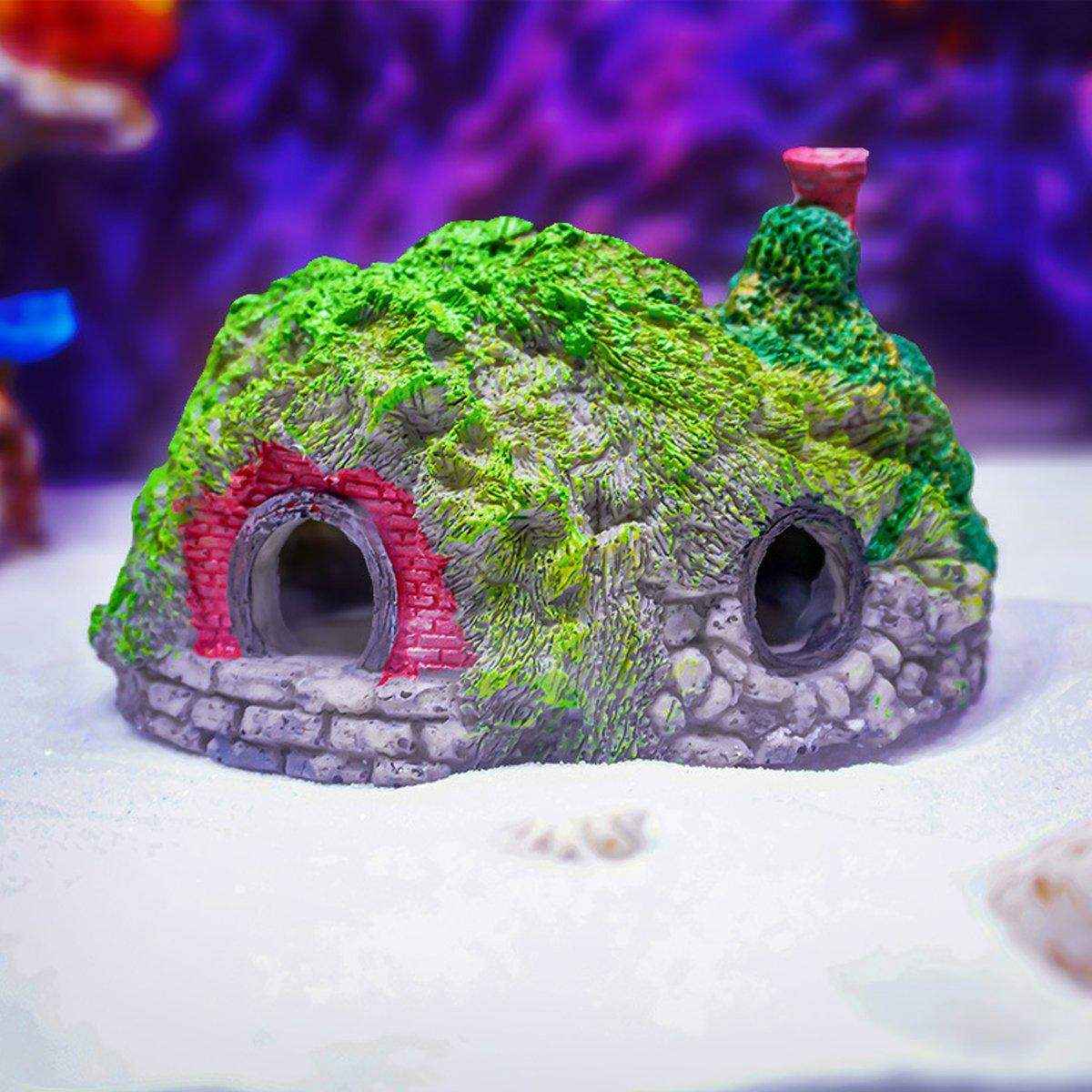 Grass House Aquarium Ornament Realistic Fish Tank Decoration for Fresh & Saltwater