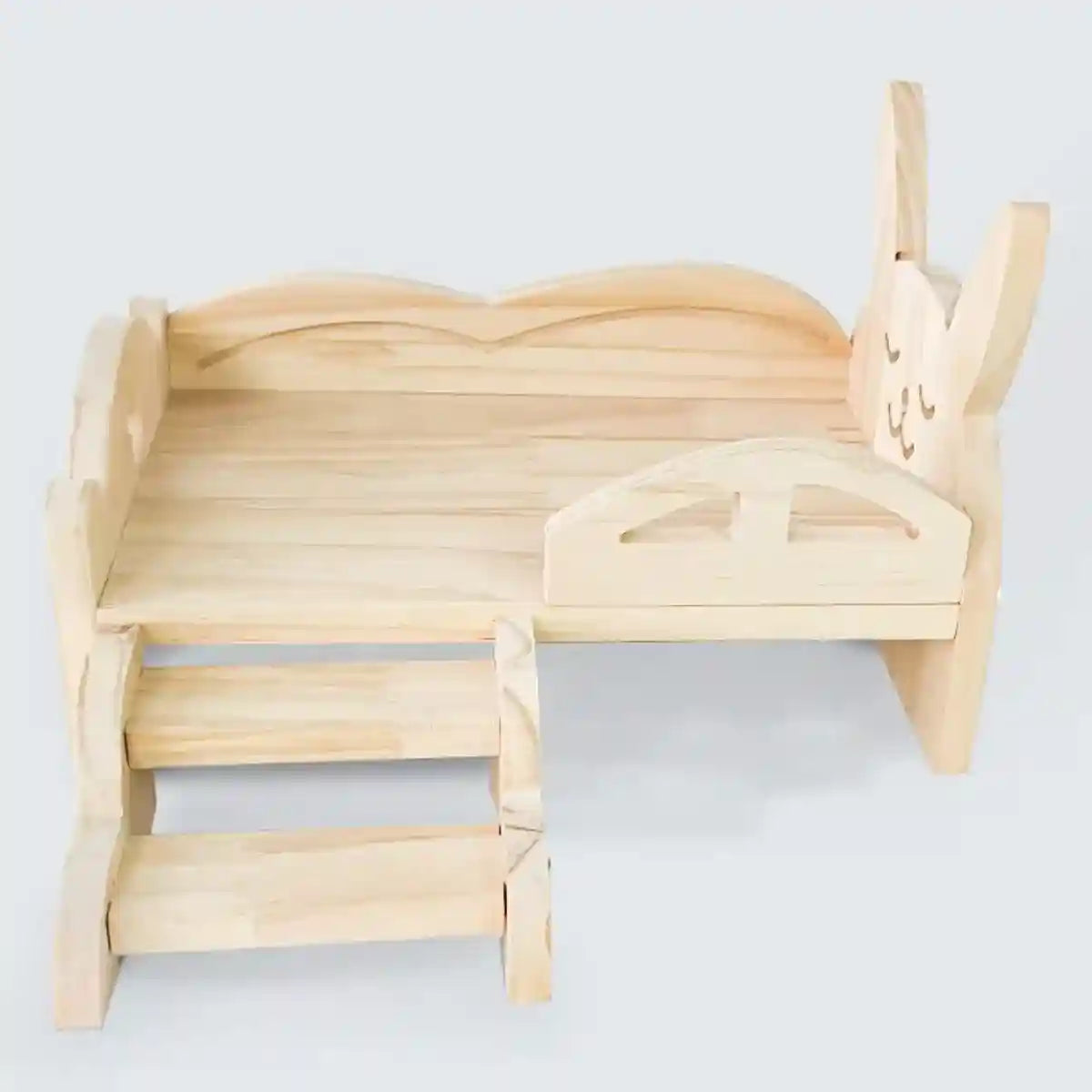 Solid Wood Rabbit Bed with Ladder Durable & Stylish Design
