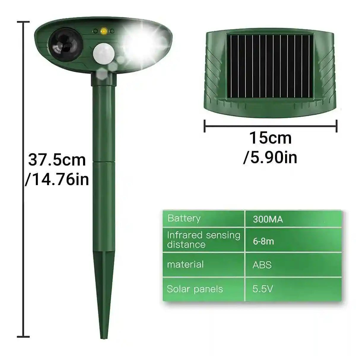 Outdoor Solar Ultrasonic Animal Repellent Rat Bird Infrared Flash Repellent