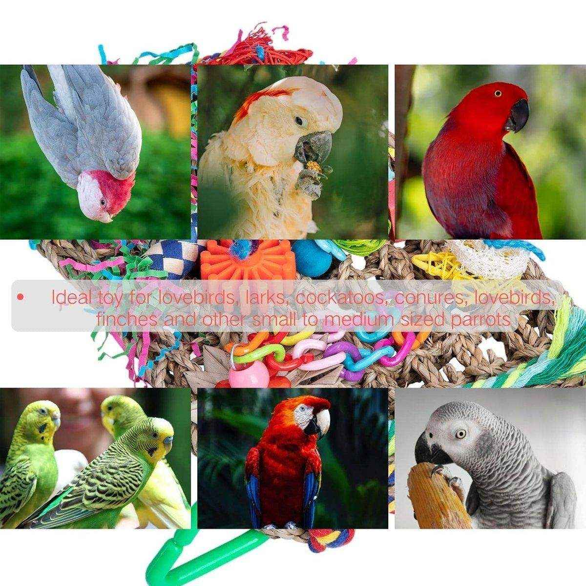 Parrot Bite Toy Grass Net Color Braided Tube Luffa Grass Silk Paper Bite Toy Cage Landscape