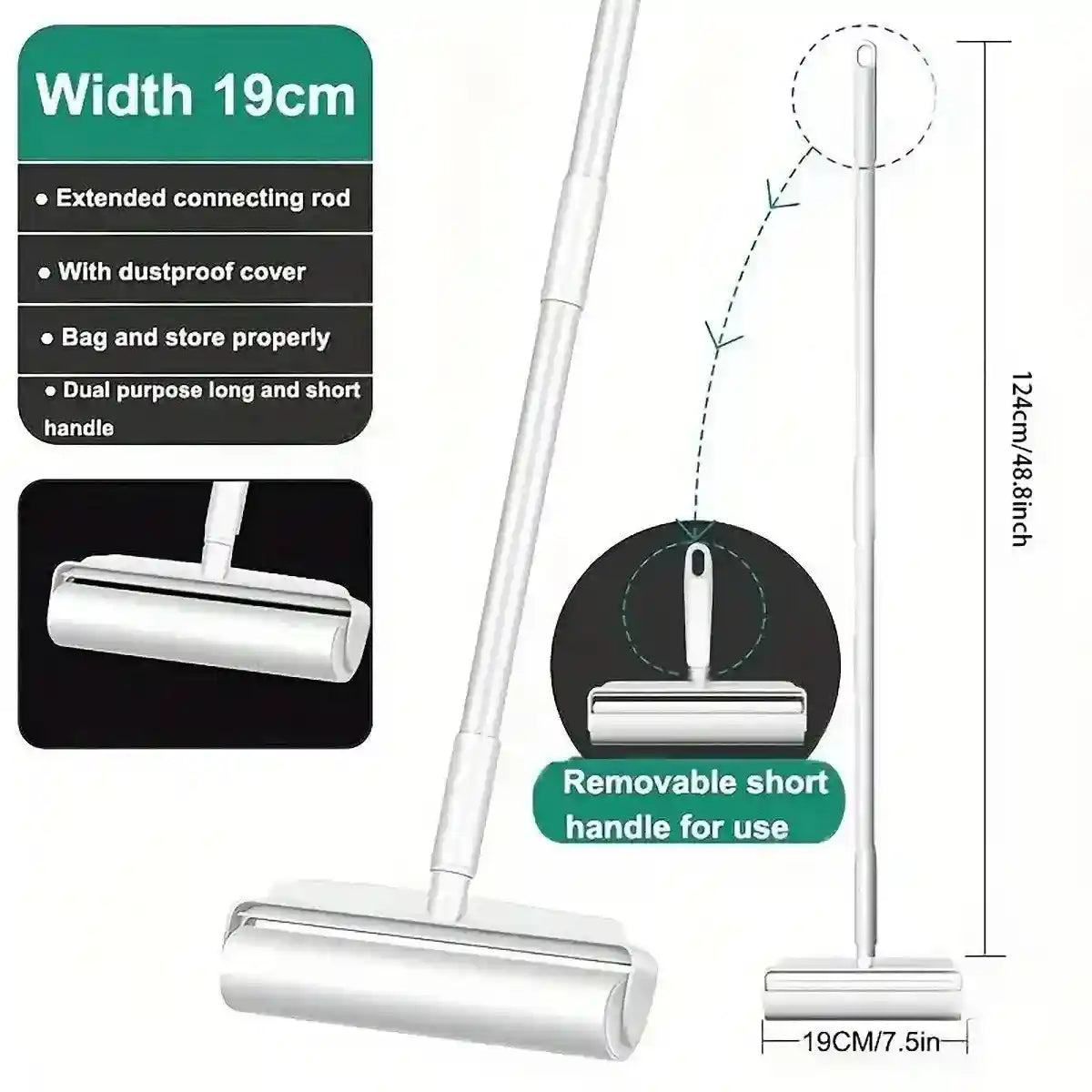 Pet Hair Roller with Retractable Handle for Efficient Pet Hair Removal