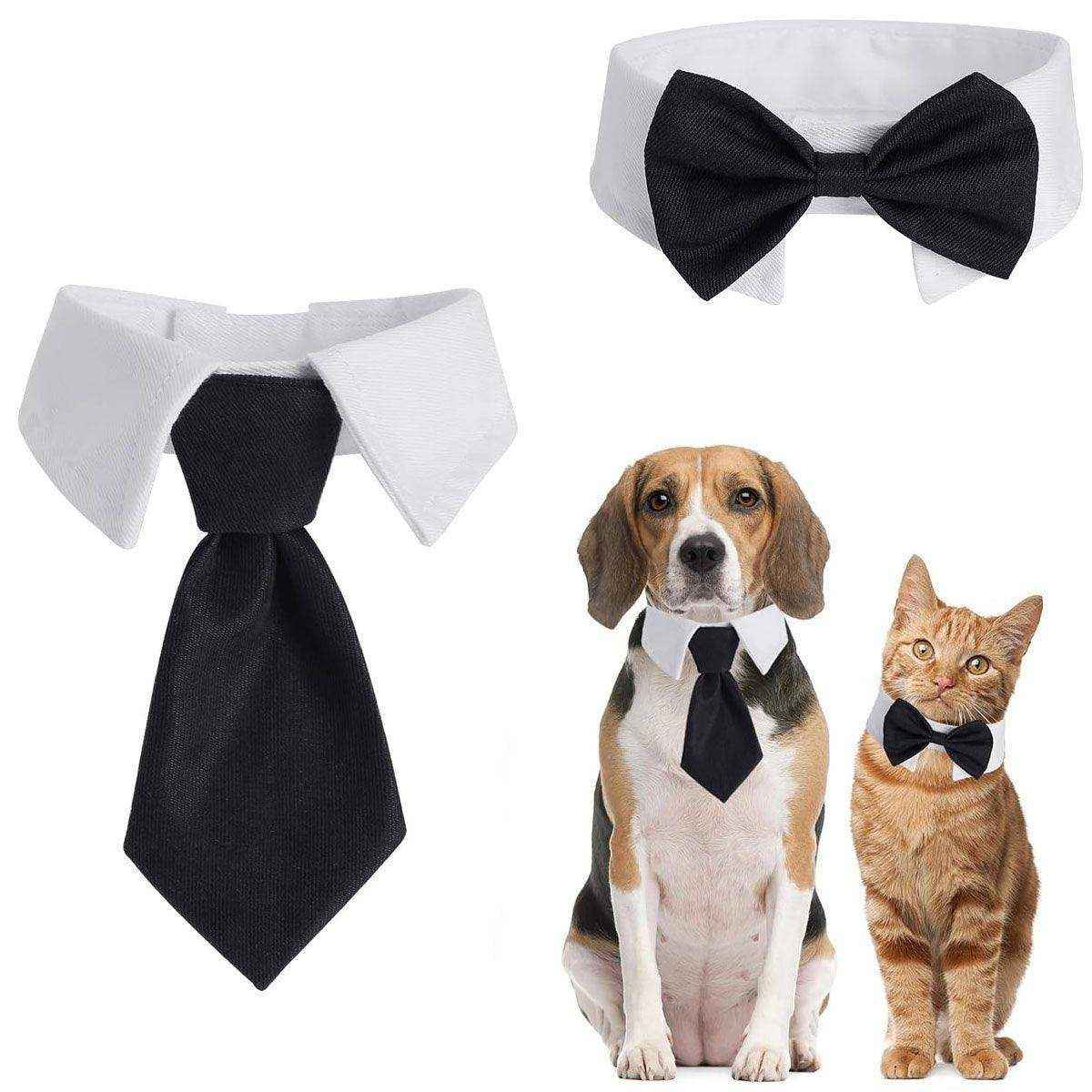 Designer Dog Collars & Designer Cat Collar Set Bow Tie and Necktie Design