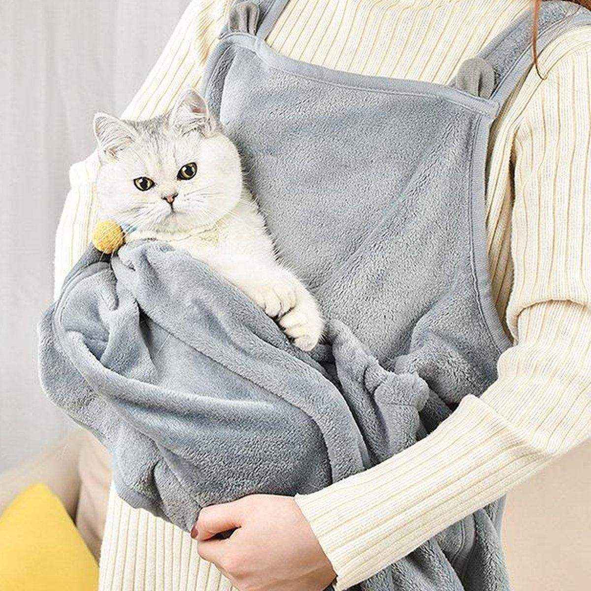 Non-stick Hair Cat Apron Suit Kangaroo Style No Hole Pet Bib for Grooming Safety