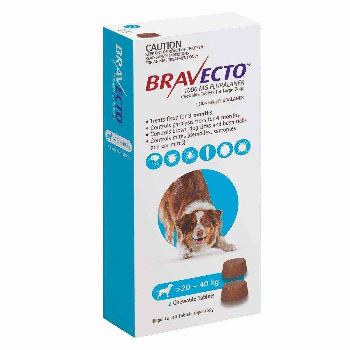 Bravecto Jumbo Flea & Tick Chew for Large Dogs 20-40 kg 2 Chews