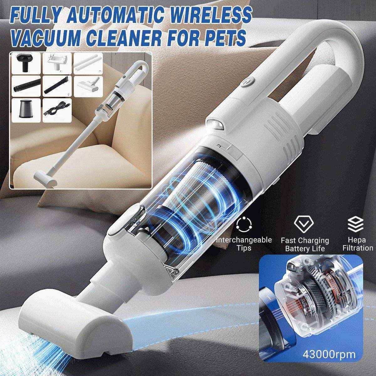 Fully Automatic Wireless Vacuum Cleaner for Pets Powerful & Portable