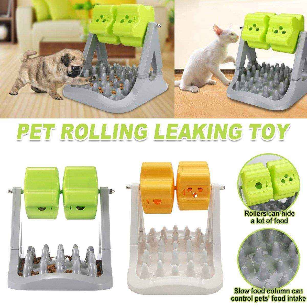 Interactive Pet Food Dispensing Roller Toy Slow Feeder for Dogs & Cats