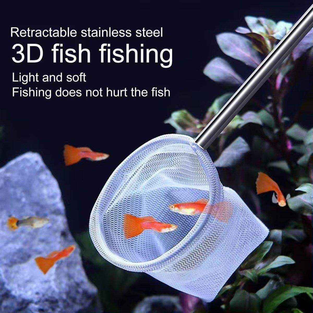 Stainless Steel Retractable Aquarium Fish Net - Telescopic Fish Scoop