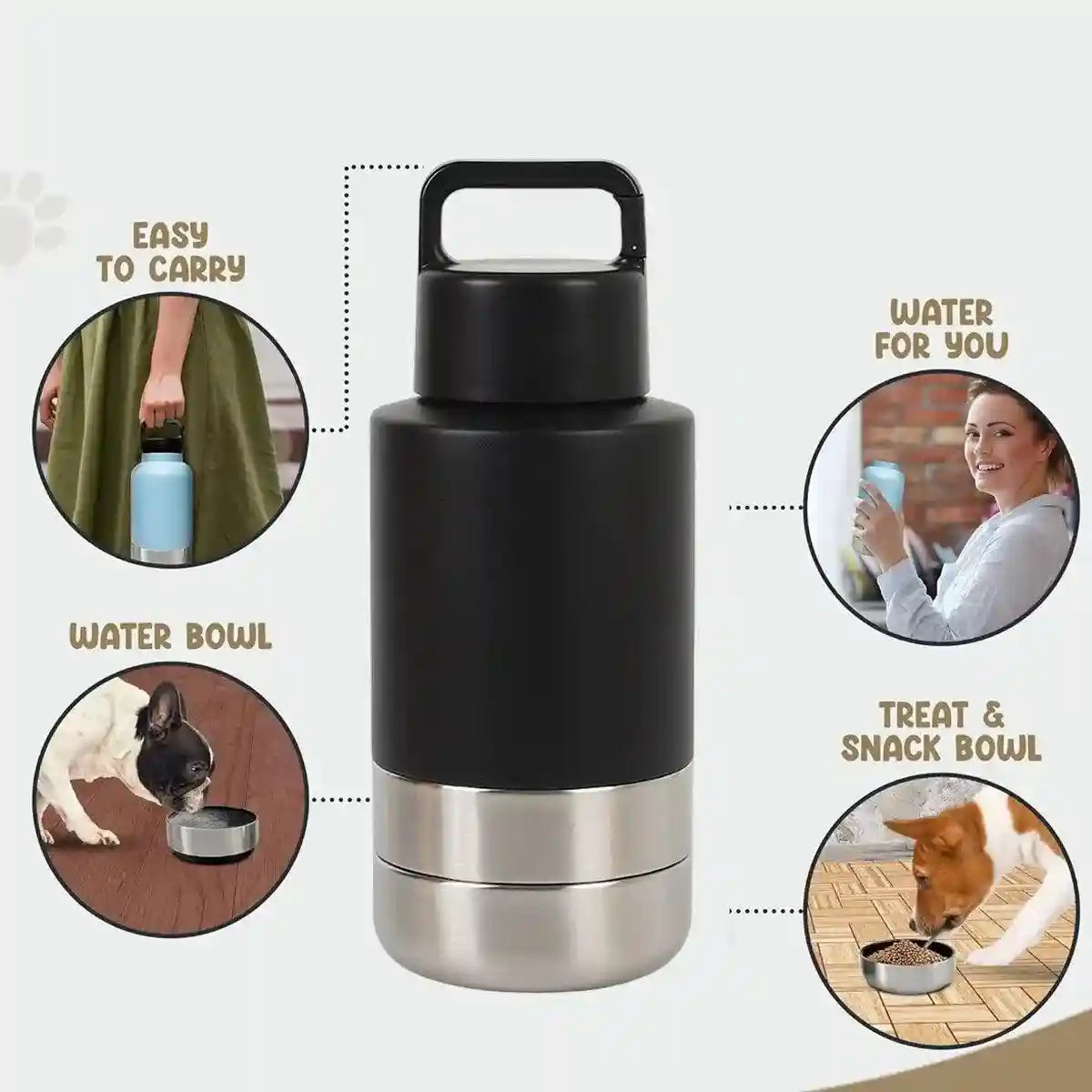 Stainless Steel Pet Thermos Portable Hydration & Food Bowl for Pets