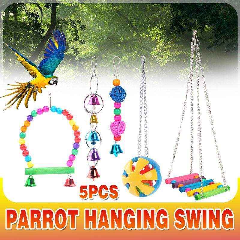 5PCS Interactive Hanging Bird Toys Set for Parrots and Small Birds