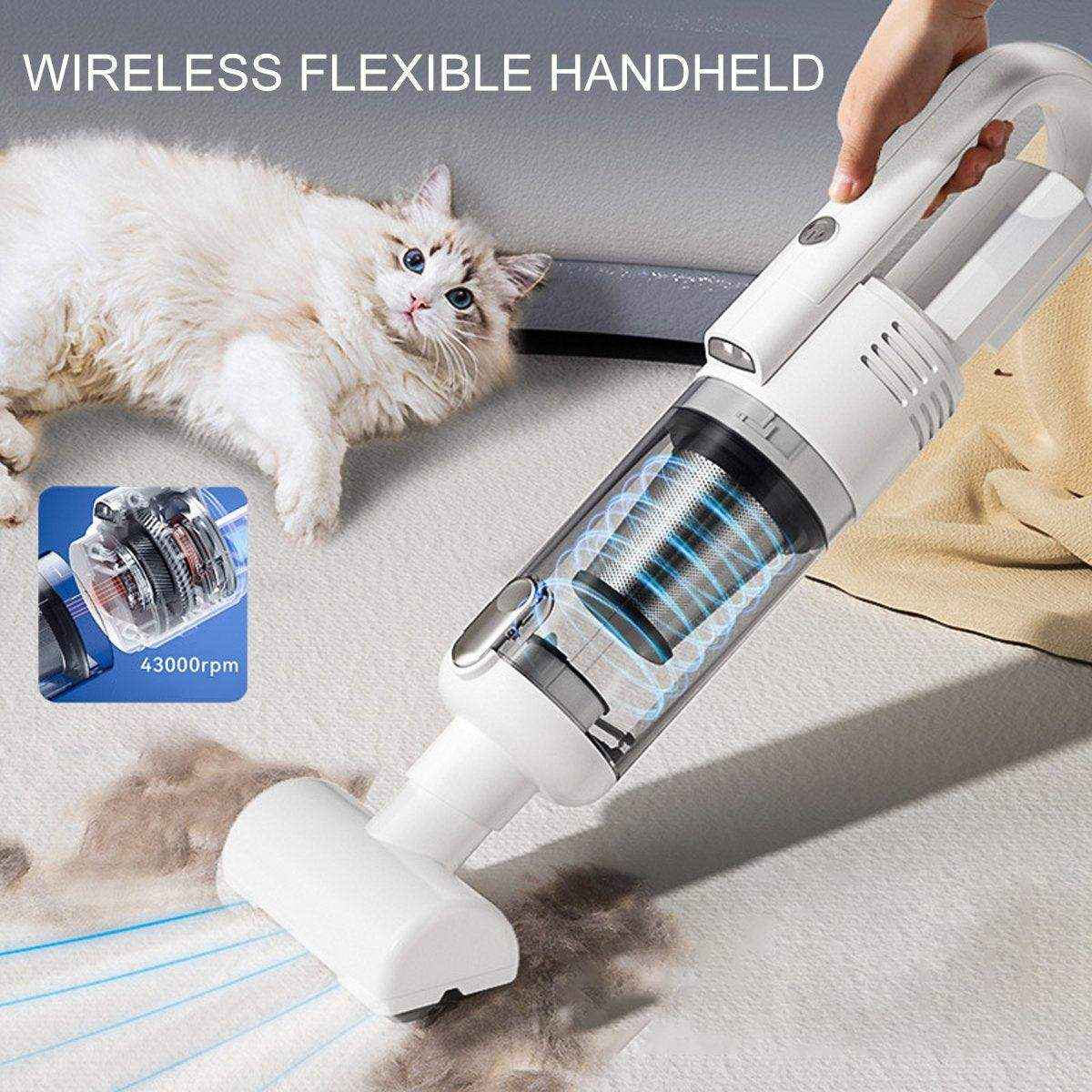 Cordless vacuum cleaner with HEPA filtration and pet-friendly design.