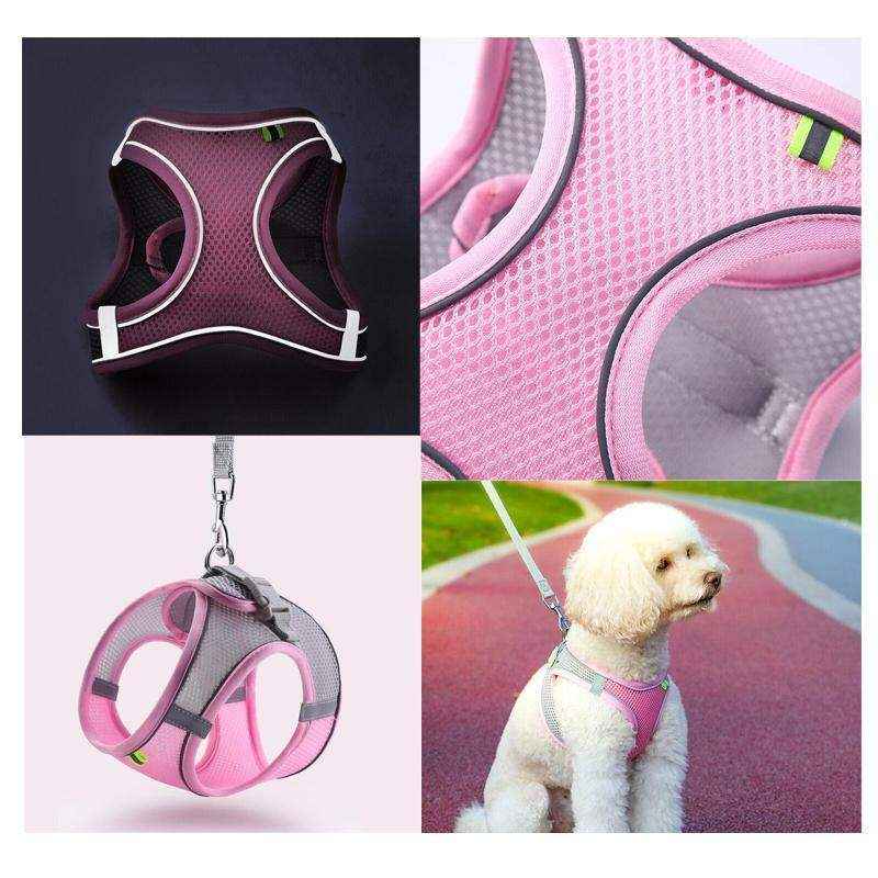 Pet Dog Harness Adjustable Reflective Breathable Outdoor Collars Strap Cat Leash