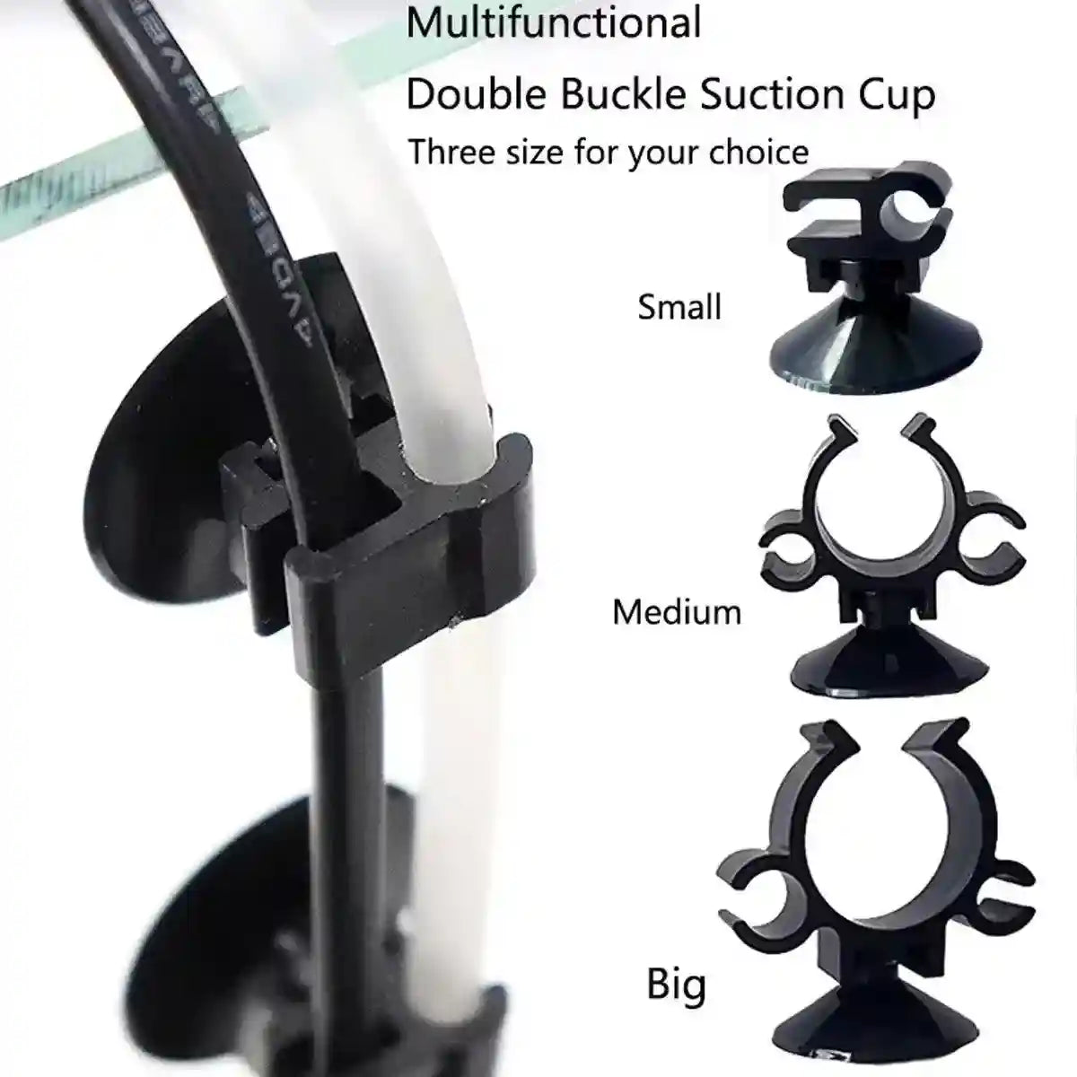 10X Black Heater Double Buckle Suction Cup Sucker Clip Holder Fish Tank Aquarium