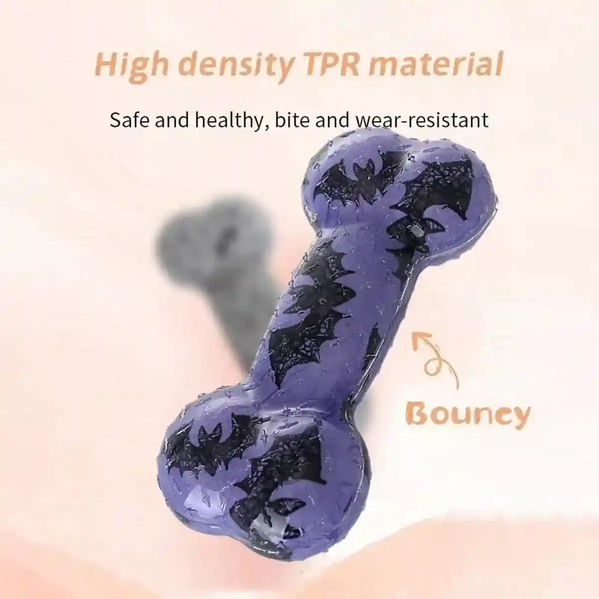 Interactive Dog Bone Chew Toy for Dental Health Durable TPR Material Grey & Blue