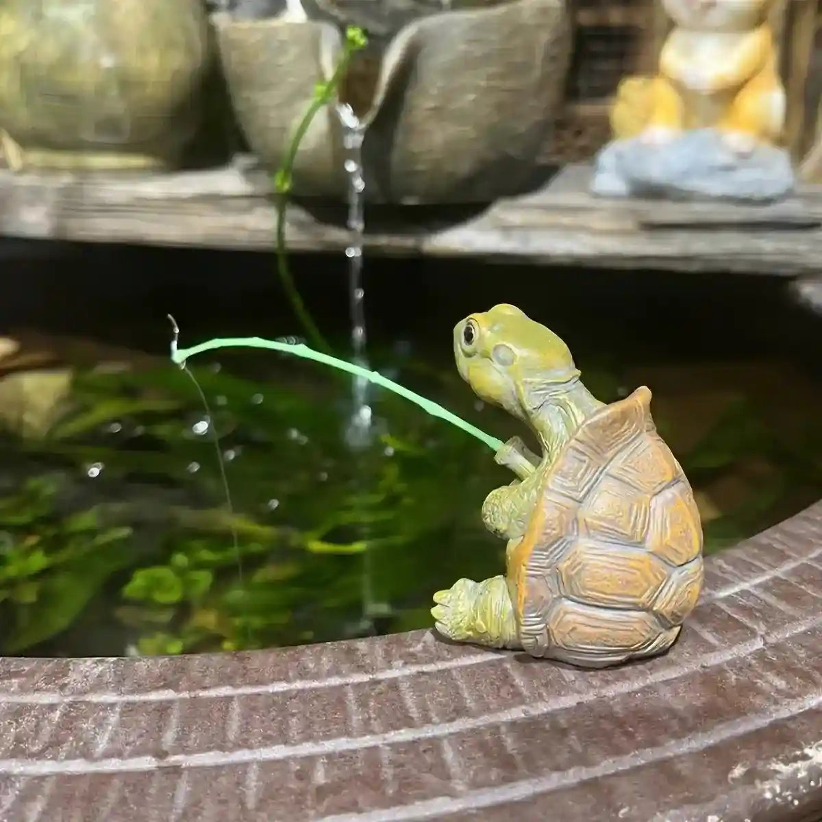 Fishing Turtle Ornament for Aquarium