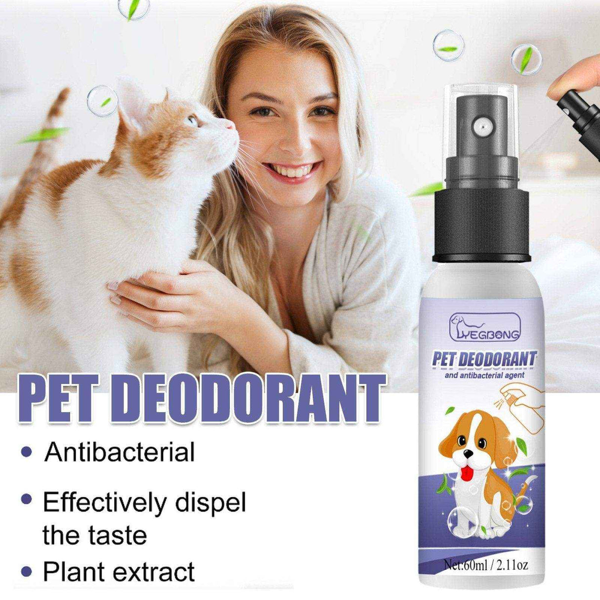 Pet Deodorant Spray for Cats and Dogs Eliminates Urine Body and Stool Odors