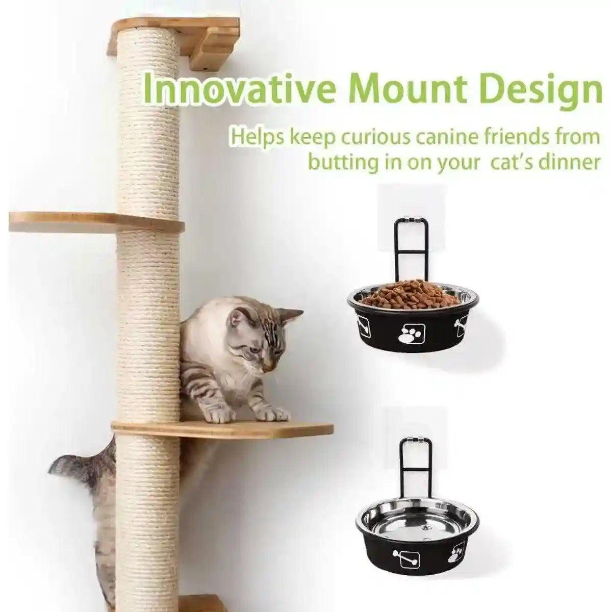 Wall-Mounted Stainless Steel Pet Bowl for Cats and Small Dogs Durable & Stylish