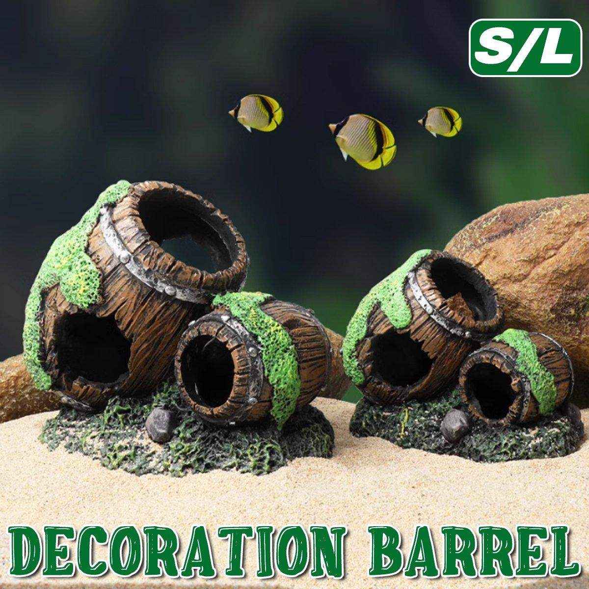 Resin Wine Barrel Aquarium Decoration