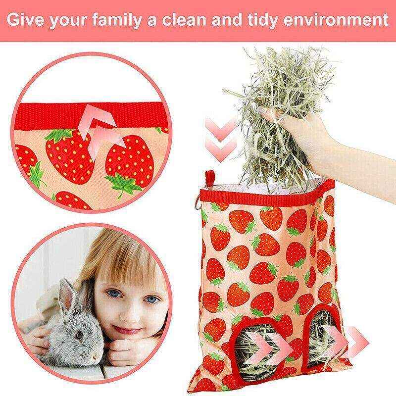 Hay Bag Guinea Pig Rabbit Feeding Bag Animal Hay Feeder Bag Hanging Feeder