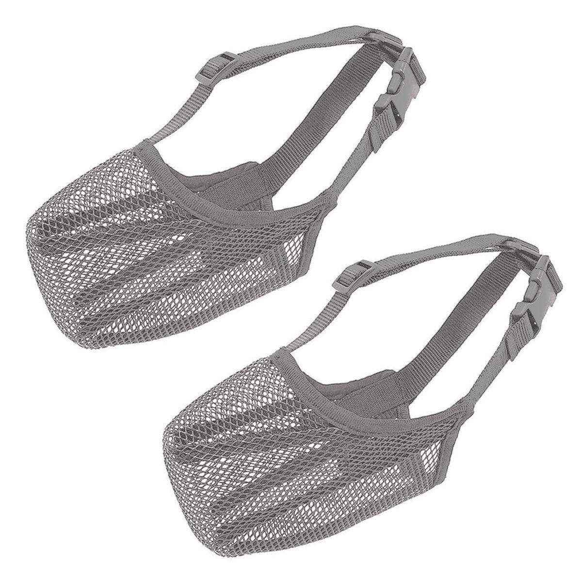 2PCS Adjustable Mesh Dog Muzzle Set Breathable Anti-Bite Muzzles