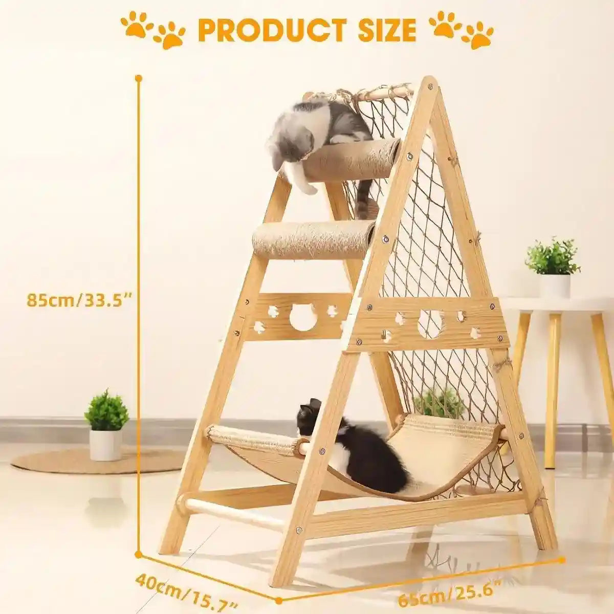 Multifunctional Cat Climbing Frame Hammock Scratching Post & Play Ball