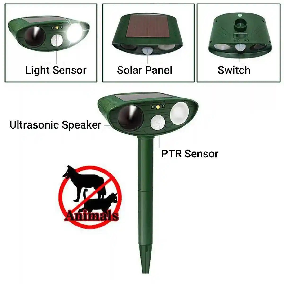 Outdoor Solar Ultrasonic Animal Repellent Rat Bird Infrared Flash Repellent