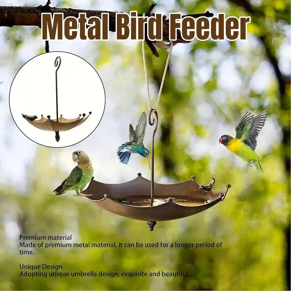 Metal Home Decoration Garden Umbrella Bird Bath Feeder Bird Trough Bird Feeders