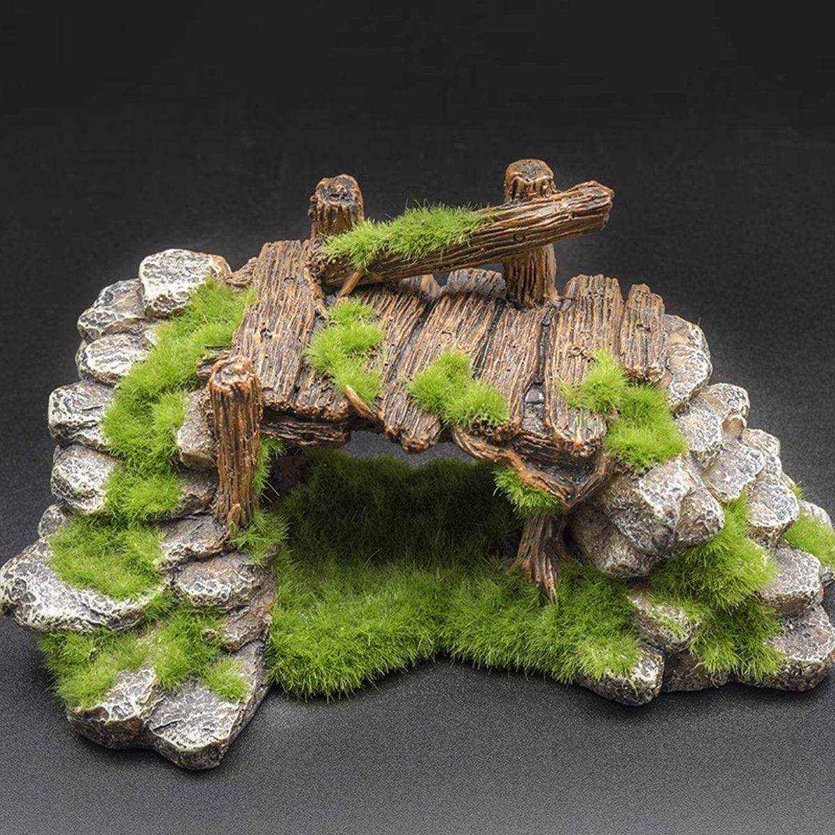 Resin Moss Bridge Decoration Natural Aquarium Ornament for Fish & Turtle Tanks